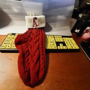 NEW ! Christmas Stocking Letter A Knit 20 inch RED